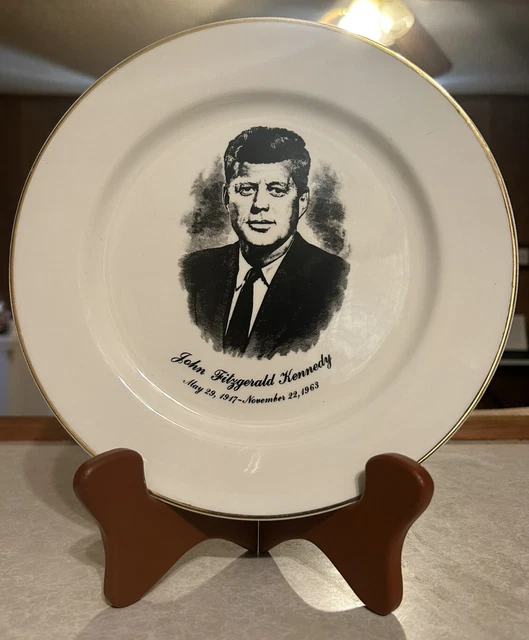 PRESIDENT JOHN F Kennedy Commemorative Plate Gold Accent In Memoriam 9