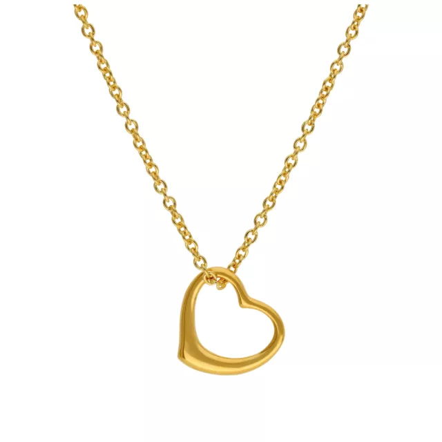 Gold Plated Sterling Silver Floating Heart Pendant Necklace 16 - 24 Inches