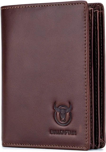 BULLCAPTAIN Large Capacity Genuine Leather Bifold Wallet/Credit Card Holder for