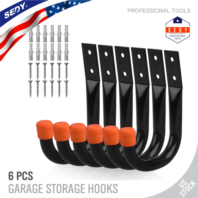 6-Pack Steel Garage Storage Utility Power Hooks Wall Organizer Tool Hanger H-D