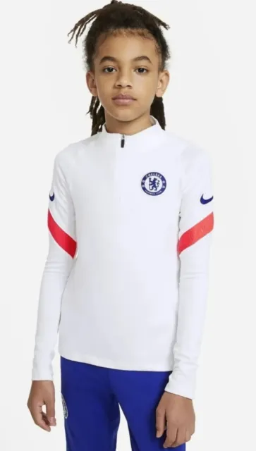 Camicia da allenamento Chelsea trapano secco strike - bianco/ember glow/blu rush bambini taglia M