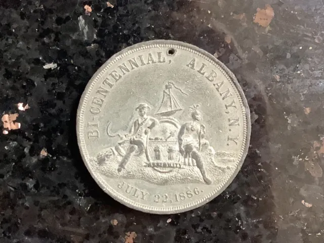 1886 Albany Bicentennial HK-603 White Medal 38mm. R-6