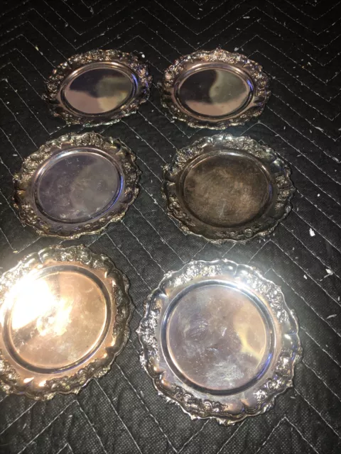 Set Of 6 Silver Plated Stainless Steel 4" Coasters EF