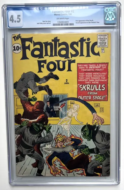 Fantastic Four 2 CGC 4.5 First Skrulls Stan Lee Jack Kirby 1962 Marvel Comics