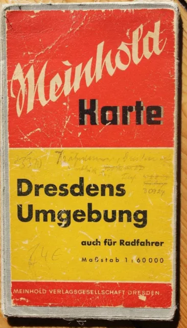 3370 Meinhold Landkarte Dresden s Umgebung auch für Radfahrer 1938 Wanderkarte