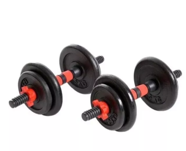 Everlast 15kg Dumbbell Set Unisex Dumbbells New Black Red Train Home Arm Workout