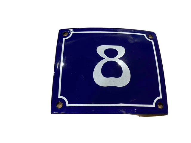 Vintage Style Blue Enamel Porcelain French House Number Door Steel Metal Sign 8