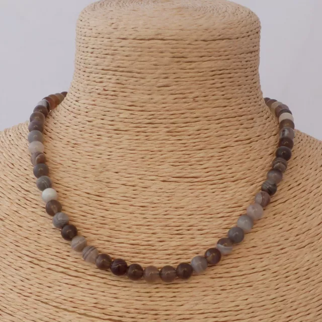 Agate de Botswana - Collier Classique en Pierres Naturelles