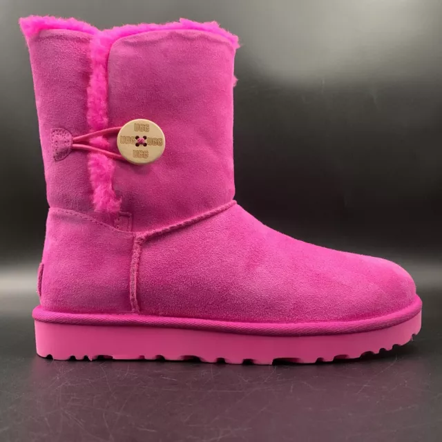 New Ugg Womens Bailey Button Boots Pink Suede Sheepskin Classic Size Us 7/Eu 38 2