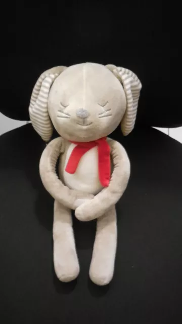 doudou peluche lapin gris beige écharpe rouge OBAIBI (2 dispo)