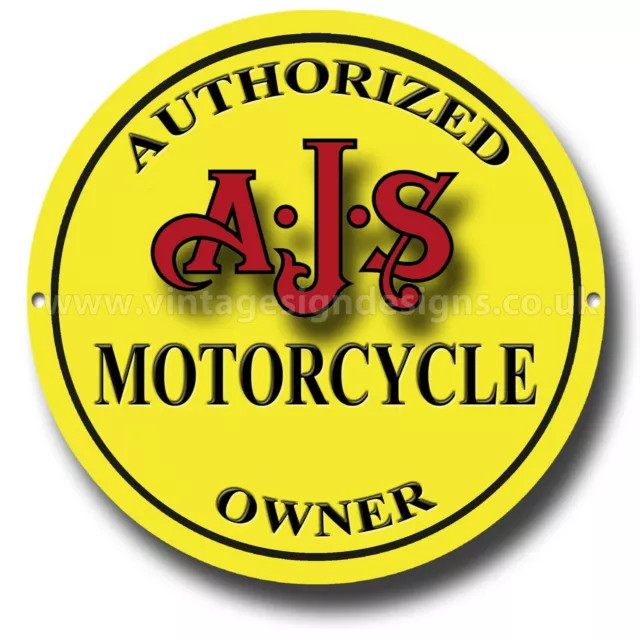 Authorized A.j.s Motorcycle Owner 11" Round Metal Sign. Mancave - Garage Sign.