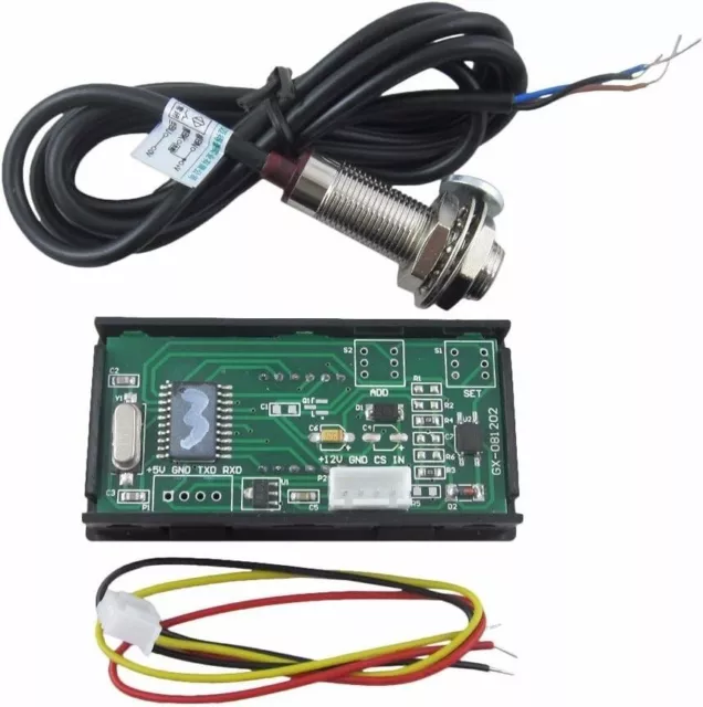 4 Digital Green LED Tachometer RPM Speed Meter+Hall Proximity Switch Sensor NPN 2