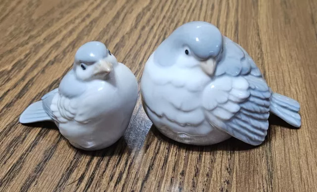 2 Vintage Porcelain Otagiri Bluebird Figurines Birds Blue Gray White Japan