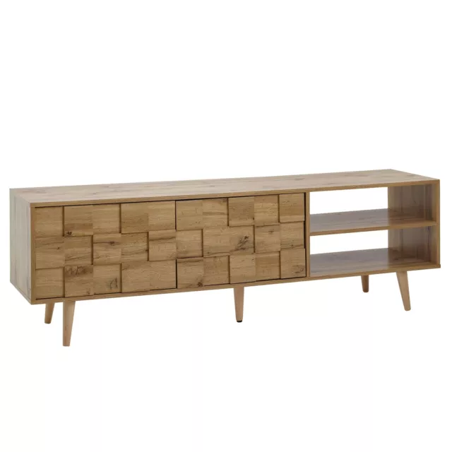 FineBuy Meuble TV 160x51x40 cm Bois Décor Chêne Lowboard Panneau de Télévision