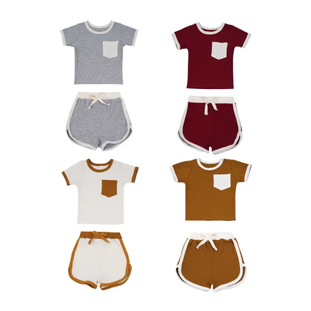 Baby Casual Outfits Boys Girls Knitting Top Shorts Short Sleeve Nightwear Set