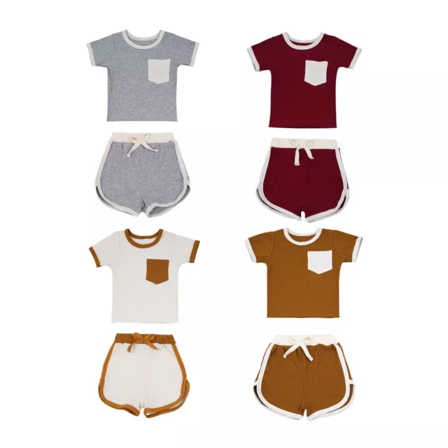 Baby Sleepwear Outfits Boys Girls Knitting Top Shorts Short Sleeve Nightwear Set