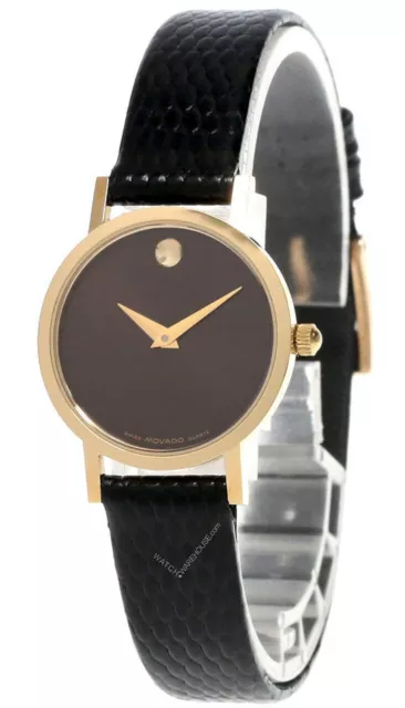 MOVADO Museum Quartz SS Brown Dial Black LTHR Women's Watch 87-A1-832.1
