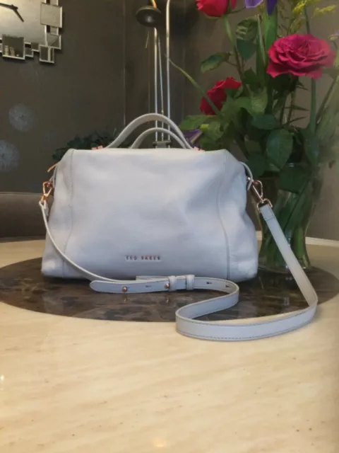 ALBEE LARGE TED Baker light grey stone leather messenger cross