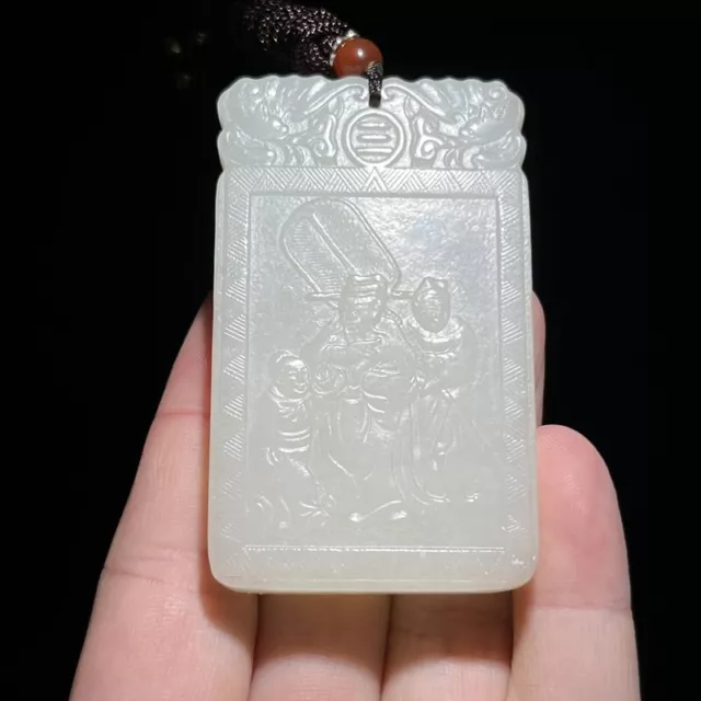 Chinese Antique Qing Dynasty Hetian Ancient Jade Carved Figure Pendants