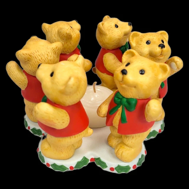 Kurt S Adler Christmas Tea Light 5 In Candle Holder Teddy Bear Rare Vintage 1985