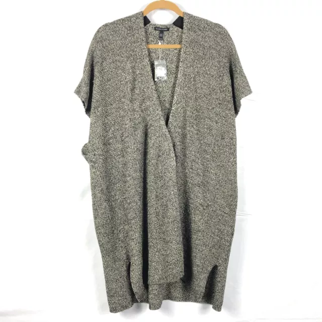 EILEEN FISHER Kimono Cardigan Long Size XL Washable Wool Crepe Organic Linen NEW