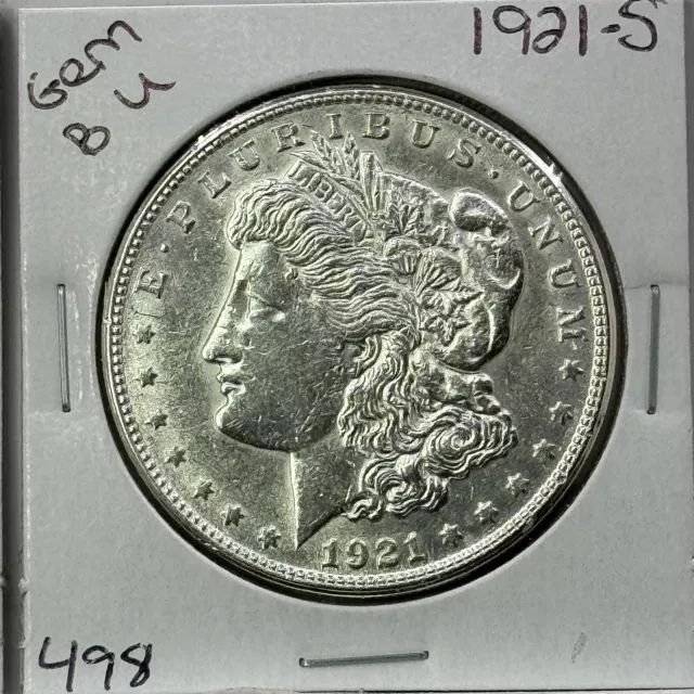 1921 S GEM Morgan Silver Dollar BU MS+++ UNC Coin Free Shipping #498
