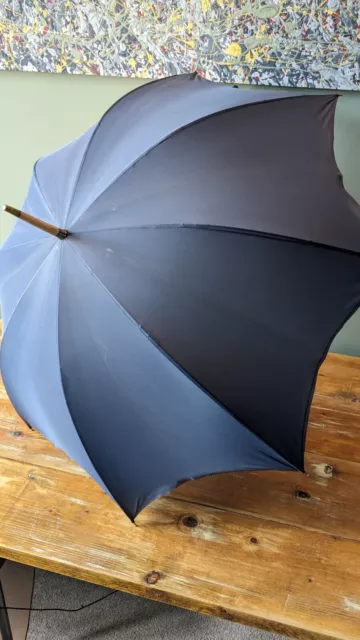 Paragon S Fox & Co Limitato Ombrello Blu Navy Manico Bambù Collare Colore Oro