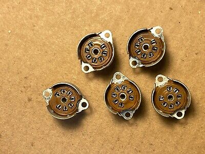 Lot of 5 NOS 7-Pin Brown Vacuum Tube Sockets New Old Stock National (Qty)
