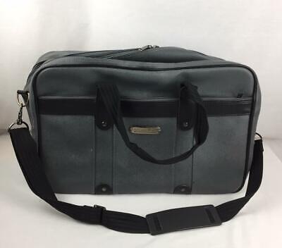 Vtg American Tourister Gray Faux Leather Carry On Shoulder Bag Luggage Overnight