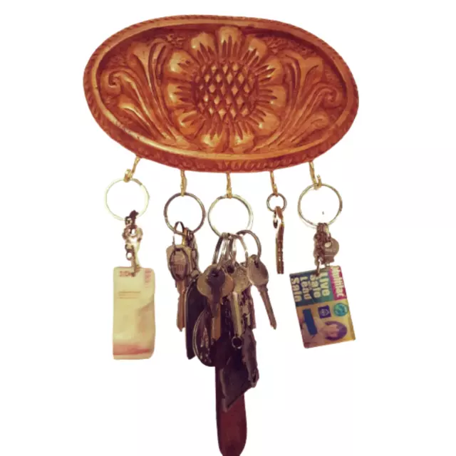 Wooden Key Holder Carved Wall Hand Vintage Hooks Hanging Pur Decor Home Mainkeys