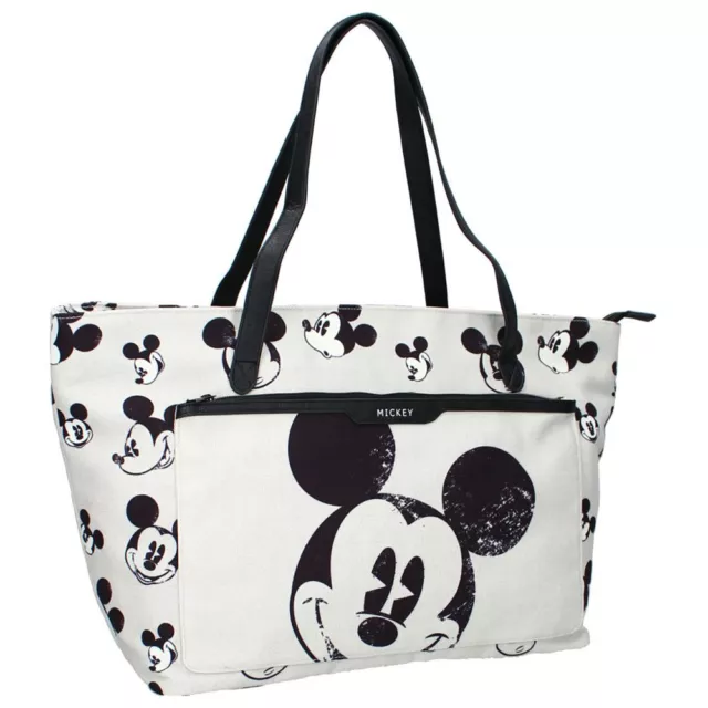 Große Damen Shopping Bag Tasche mit Fronttasche | Disney Mickey Mouse