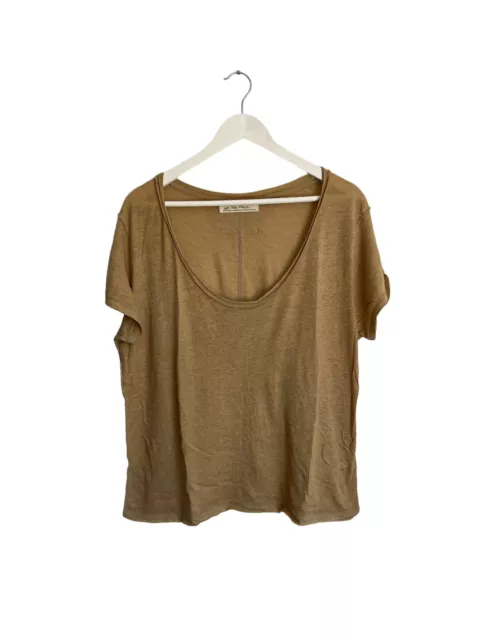 Free People NWOT Brown Flashback T Shirt Tee Round Neck RRP £39 Designer Size XS