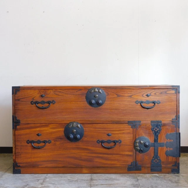 Japanese Chest antique Tansu Dansu Storage Safe Box Wood Handmade Edo era