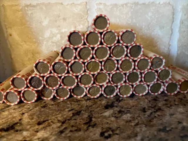 ROLLS OF UNSEARCHED LINCOLN WHEAT CENTS - 1909-1958 PDS Mints - 50 COINS PENNY
