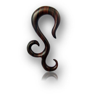 Pair Of 6G (4Mm) Long Ornate Sono Wood Spirals Stretchers Talons Plugs Ear Plug
