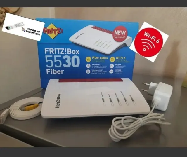 Fritzbox 5530 Router Mesh WiFi 6 2.400Mbit+600Fiber 2.5 Gbit/s MANCA MODULO SFP