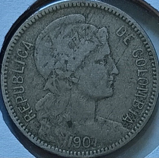 1907 5 Five Pesos P/M Papel Moneda Republica De Colombia Columbia South America