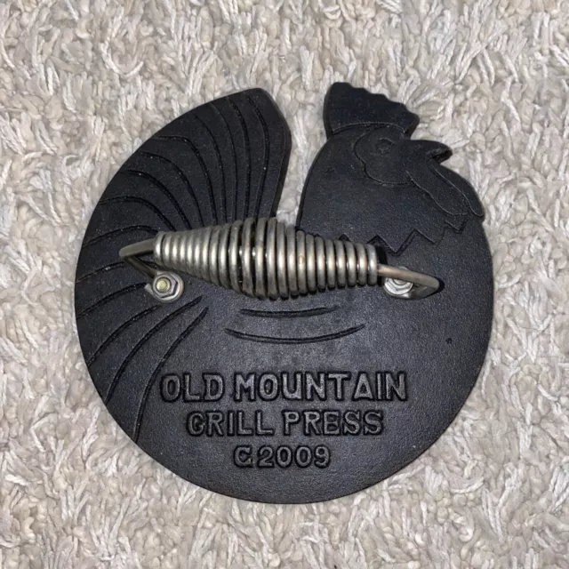 Old Mountain Pre Seasoned C2009 Rooster Shaped Bacon/Grill Press, 7 1/2 Inch BBQ