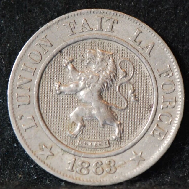 Belgium, 1863 10 Centimes, KM22, Very Fine, NR,  12-10