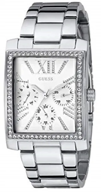 New authentic GUESS U0446L1 Silver-Tone Stainless Steel Bracelet Watch 36x30mm