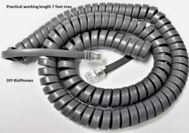 5-Pack Lot Avaya Handset Receiver Curly Cord 6400 Series Phone Definity Gray 12'