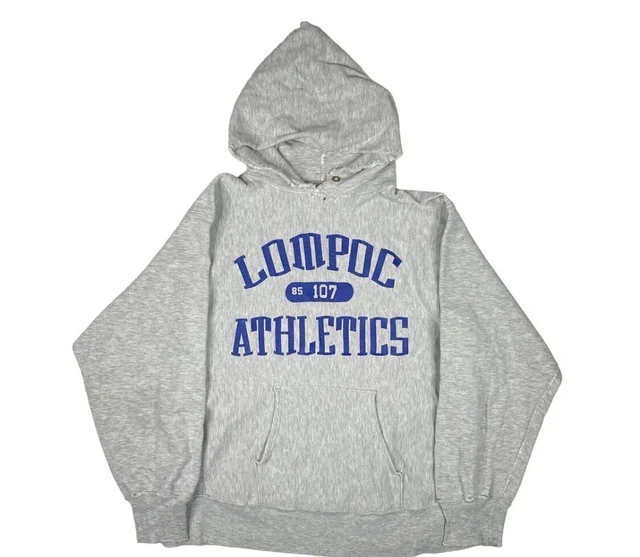 VINTAGE 80S CHAMPION Reverse Weave Hoodie Xl Grey Sweatshirt Lompoc ...