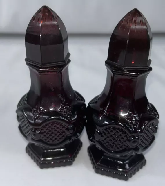 Avon 1876 Cape Cod Cranberry Ruby Red Glass SALT & PEPPER Vintage 1975