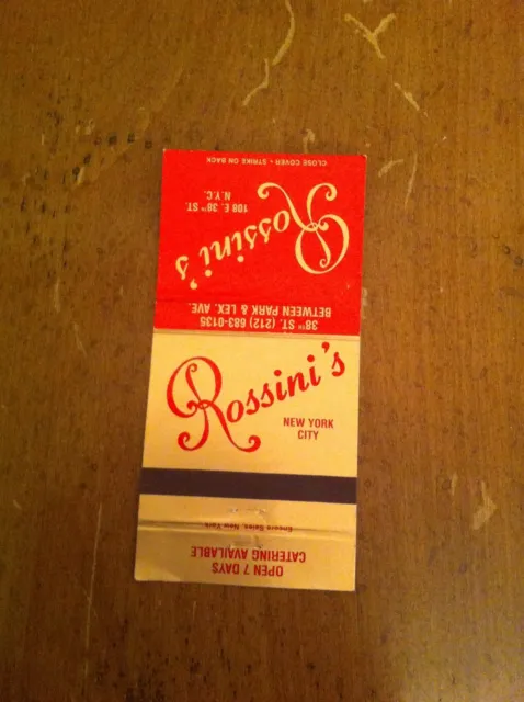 Vintage Rossini's New York City Northern Italian Cuisine Restaurant Matchbook