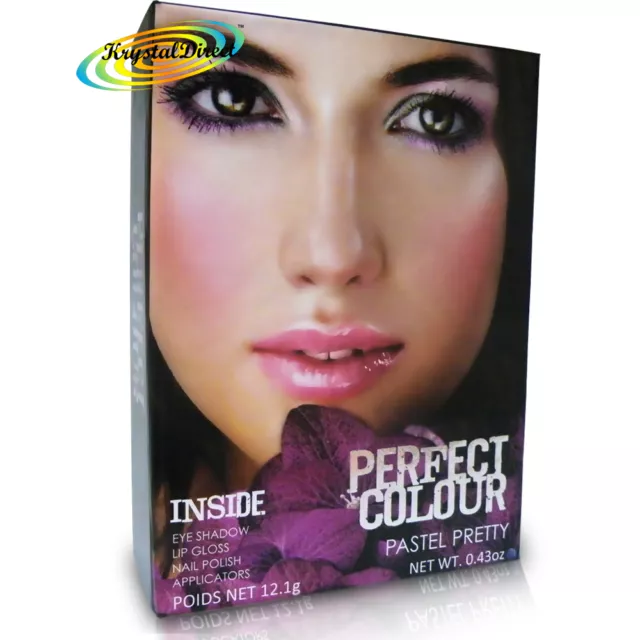 Perfect Colour Pastell hübsches Make-up Geschenkset Lidschatten Lippenglanz Nagellack 2