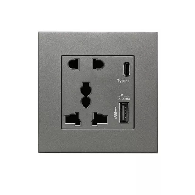 Power 2100MA USB Outlet Crystal Glass Panel 13A UK Wall Type C Interface Soc~m'