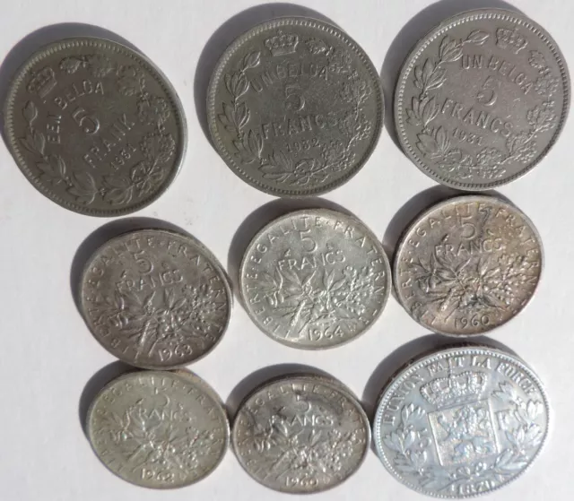 ✅ Pièces monnaie 5 Francs ARGENT 1960 1962 1963 1964 Léopold II roi des Belges