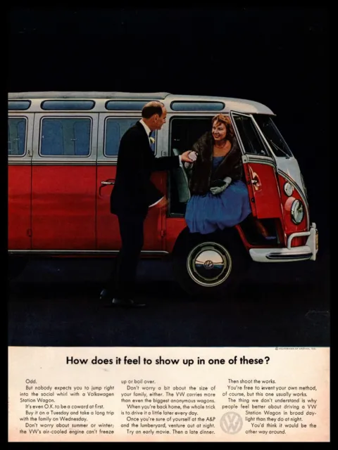1963 Volkswagen Type 2 Bus "How Does It Feel To Show Up In One?" VW Van Print Ad