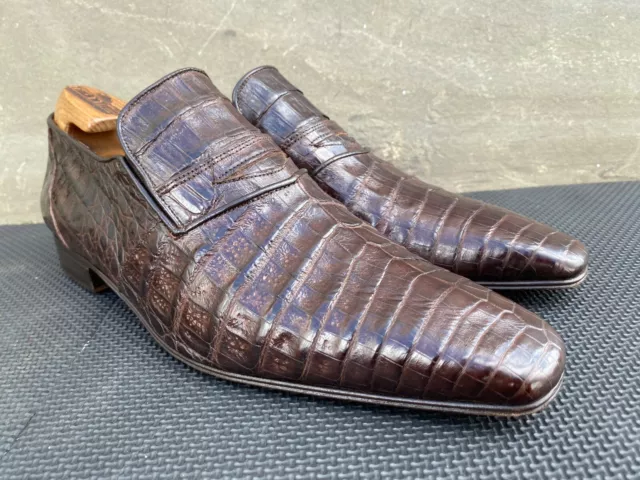 MAURI ITALY DARK Brown Crocodile Loafers Dress Shoes Men’s EU 44 | US ...