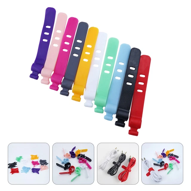 Administrador de cables soporte de escritorio auriculares sobre la oreja cableado brida de cable gel de sílice